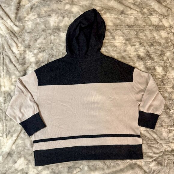 REISS “Alex” Wool Cashmere Striped Hoodie Sweater Beige & Charcoal Size Smal - Picture 3 of 16